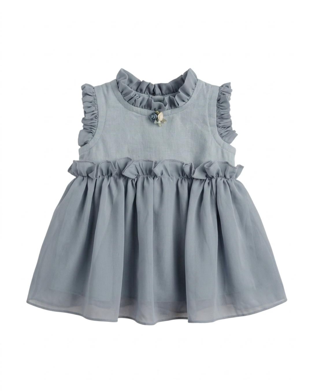 Classic Blue  Ruffles Dress