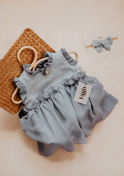 Classic Blue  Ruffles Dress