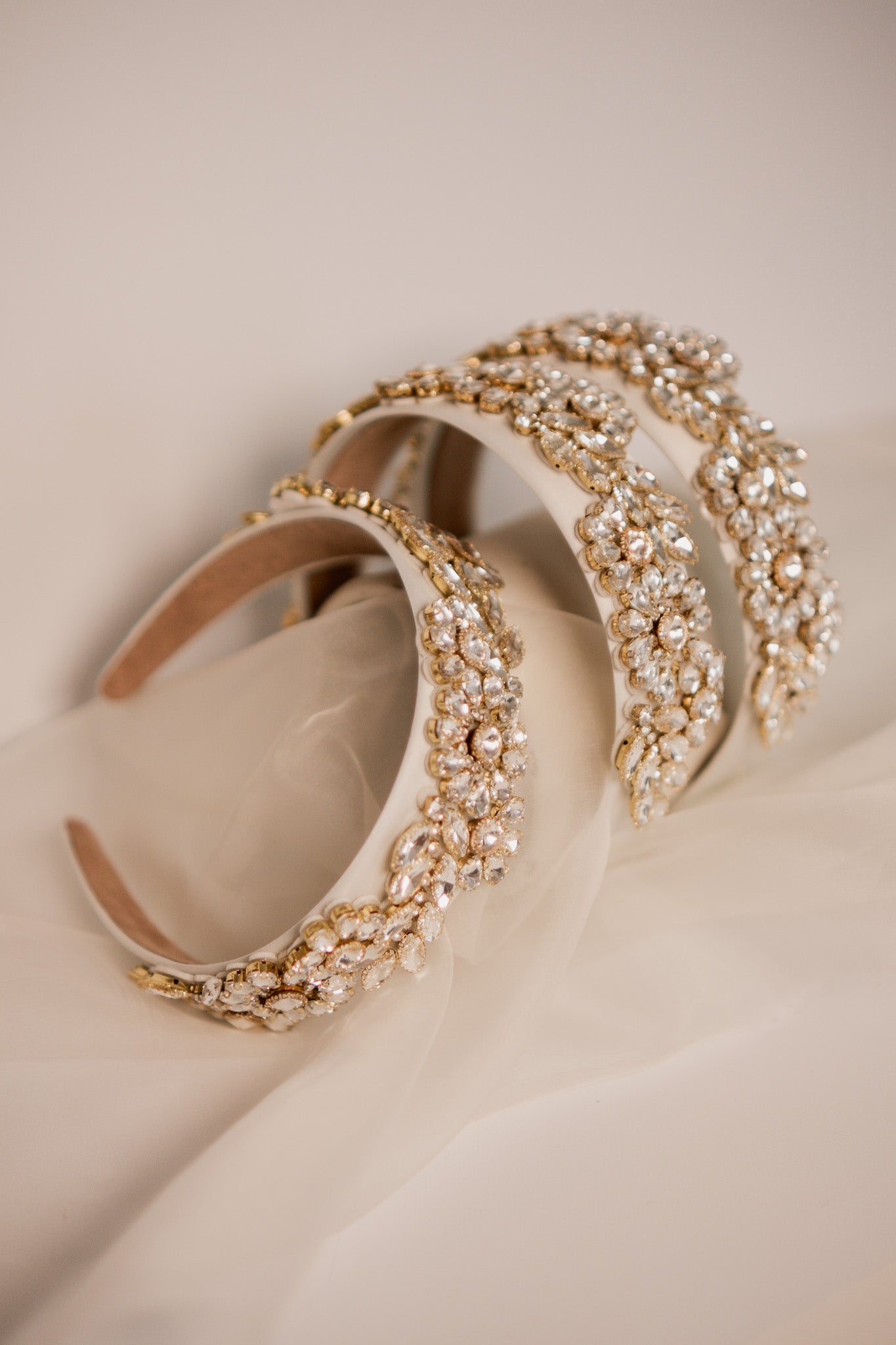 White & Gold Flowers Headband