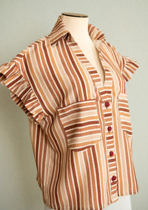 Ruffles Retro Disco  Graphic Blouse (Pre-Order)