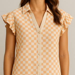 Ruffles Graphic Retro Flowers Blouse (Pre - Order)