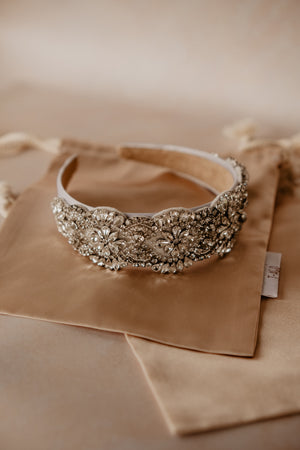Silver Flowers Headband