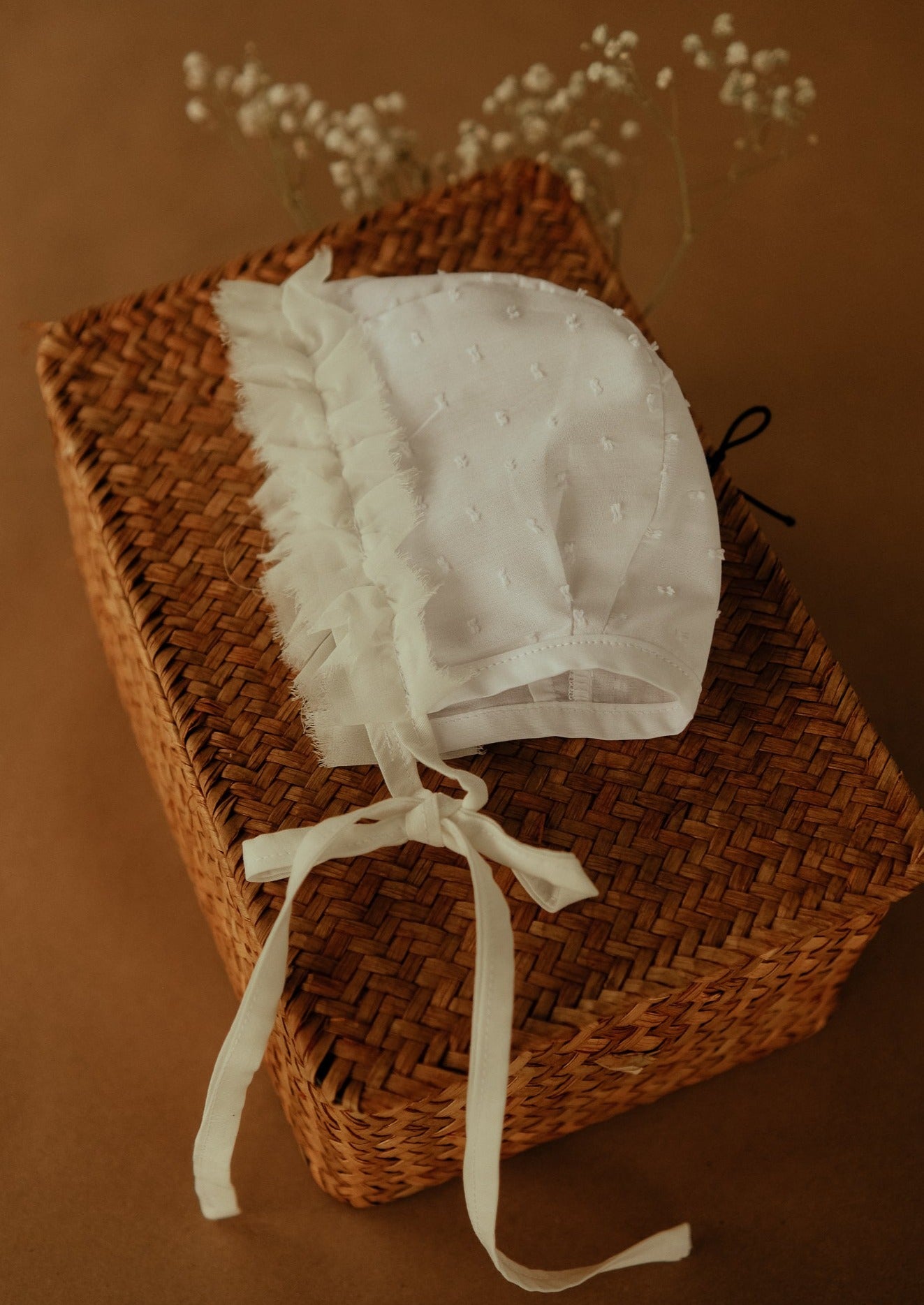 Polkadots with ruffle Baby Bonnet