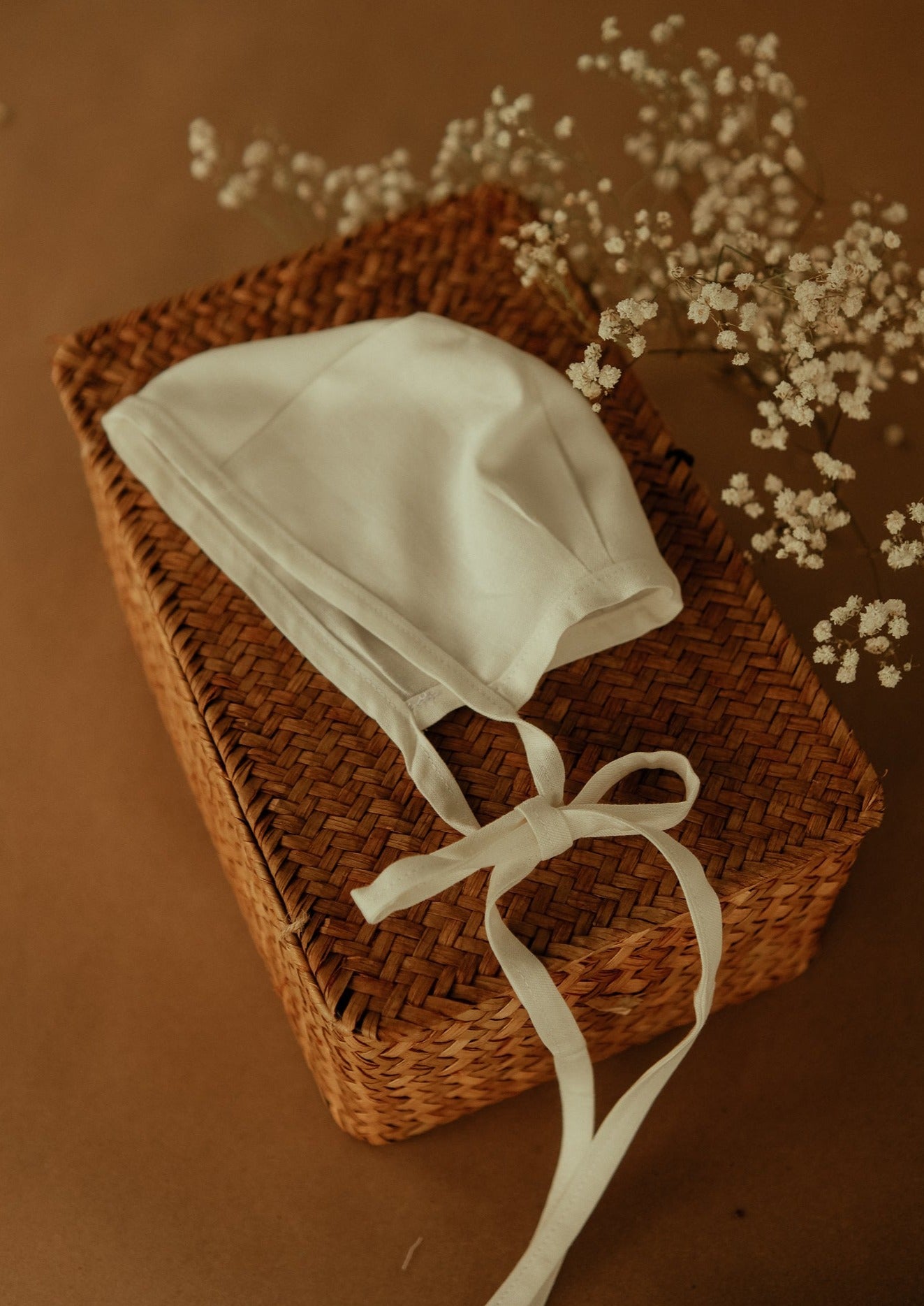 Off White  Linen Baby Bonnet