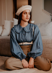 Denim Ruffles Vintage Women's Blouse Pre-Order