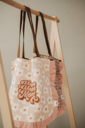 Tote Bag Graphic Retro Daisy Flowers in Pink