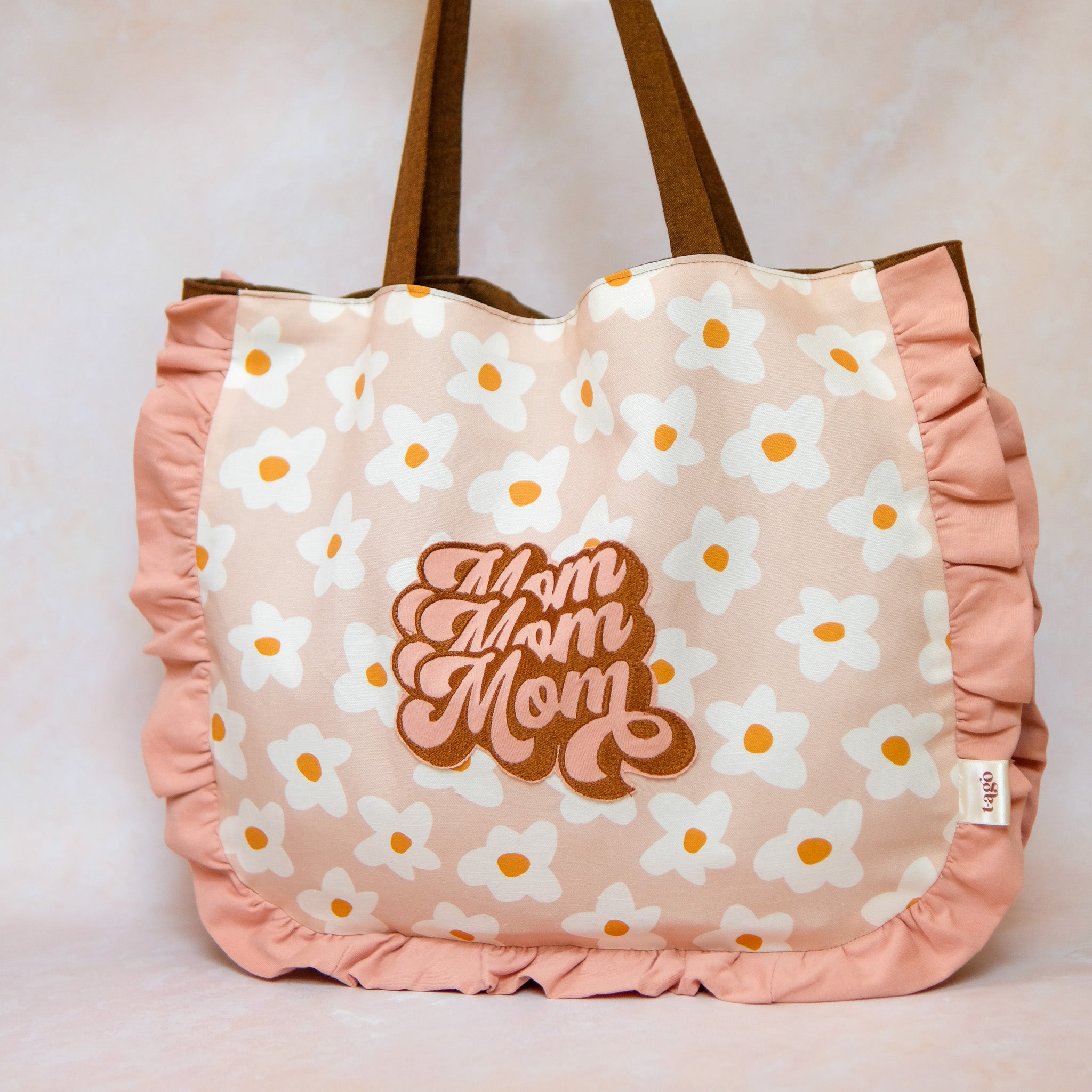 Tote Bag Graphic Retro Daisy Flowers in Pink
