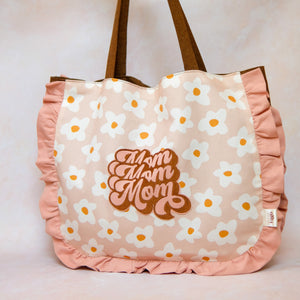 Tote Bag Graphic Retro Daisy Flowers in Pink