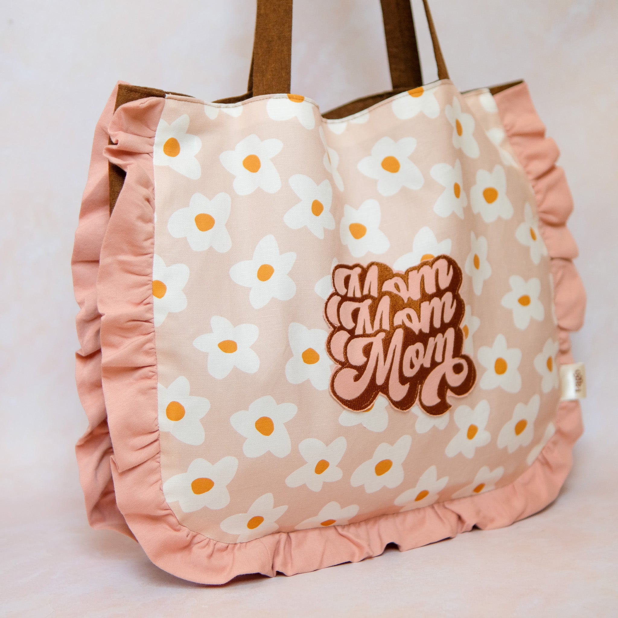 Tote Bag Graphic Retro Daisy Flowers in Pink