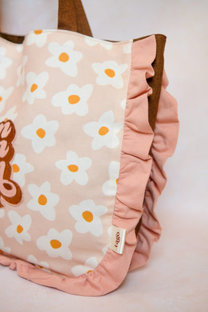 Tote Bag Graphic Retro Daisy Flowers in Pink