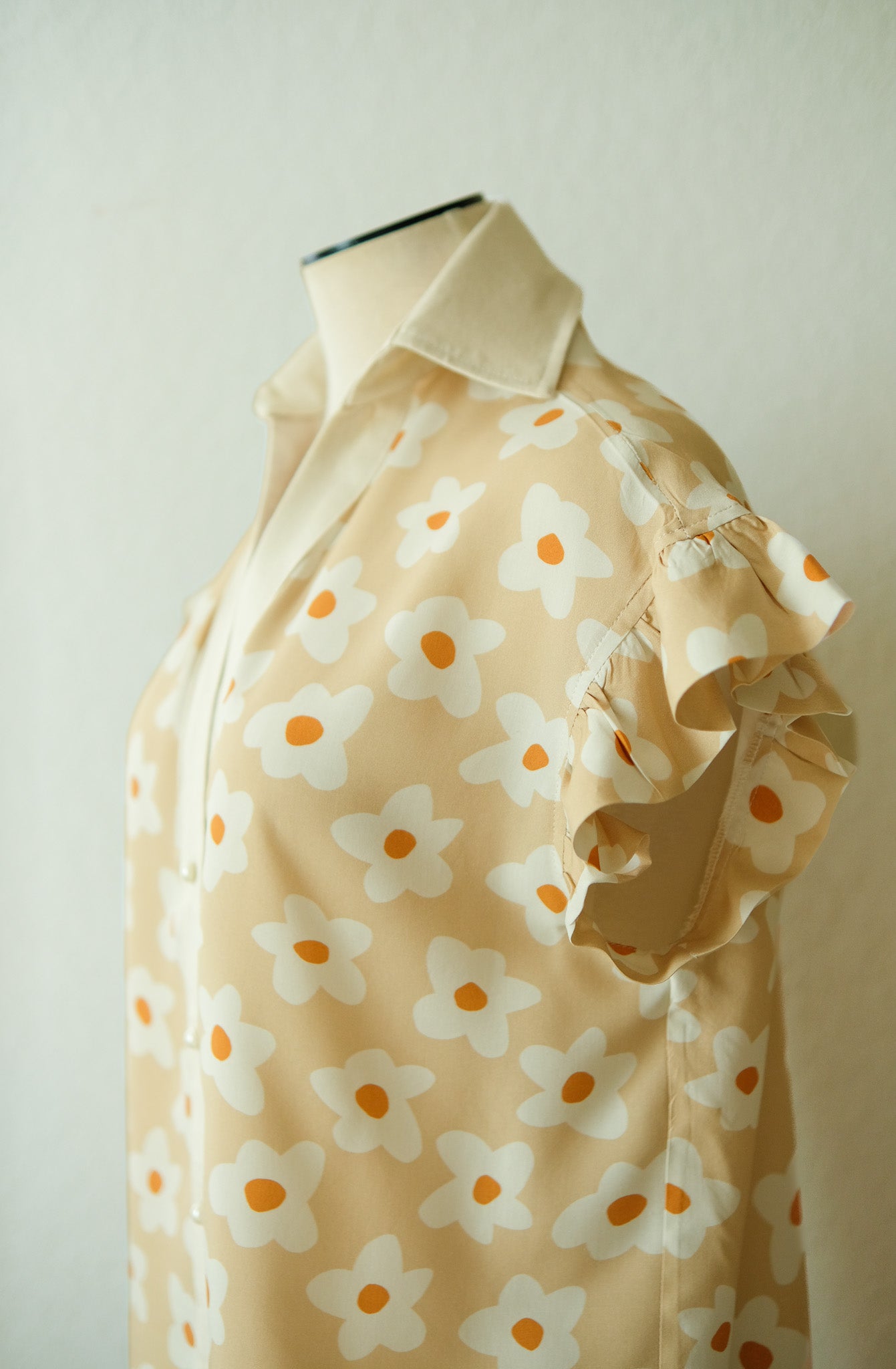 Ruffles Graphic Retro Flowers Blouse (Pre - Order)