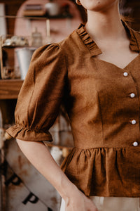 Romantic Camel Vintage Blouse
